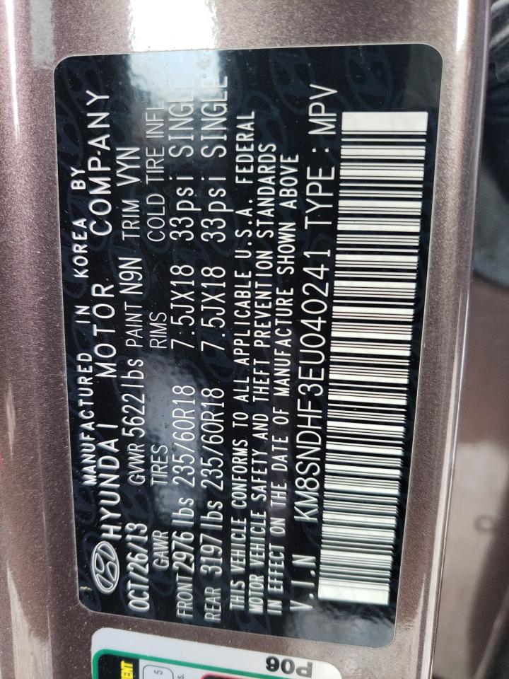 Photo 10 from auction – 2014 HYUNDAI SANTA FE with VIN KM8SNDHF3EU040241