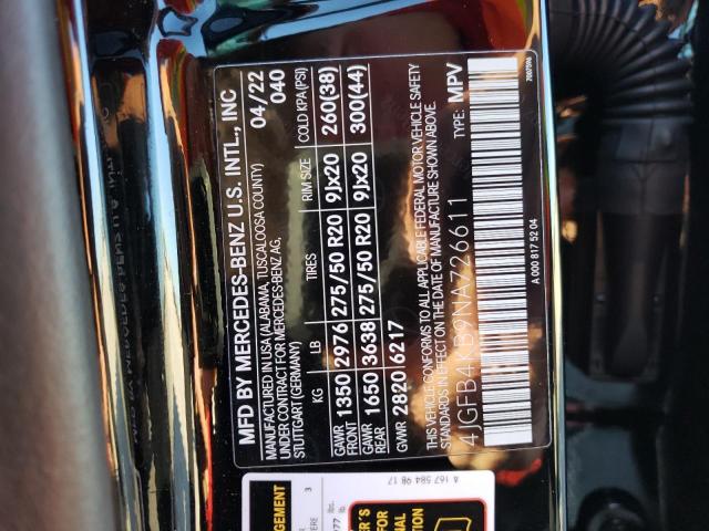 Photo 10 from auction – 2022 MERCURY 4DOOR with VIN 4JGFB4KB9NA726611