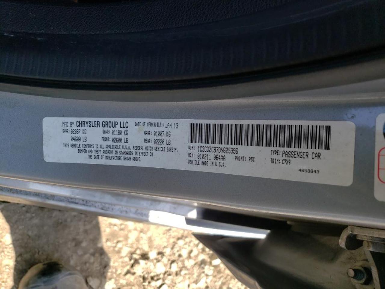 Photo 10 from auction – 2013 DODGE AVENGER SX with VIN 1C3CDZCB7DN625396