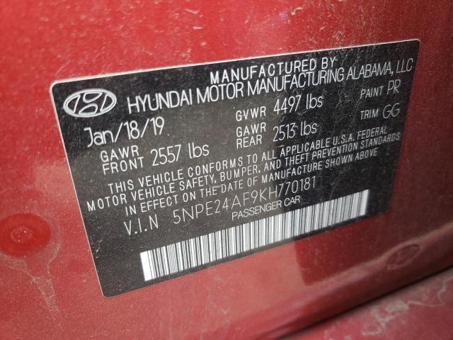 Photo 10 from auction – 2019 HYUNDAI SONATA SE with VIN 5NPE24AF9KH770181