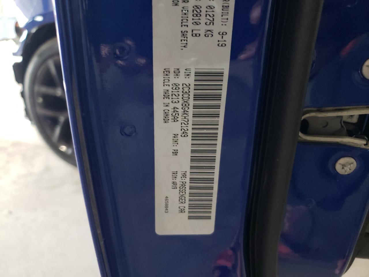 Photo 10 from auction – 2019 DODGE CHARGER SX with VIN 2C3CDXBG4KH721249