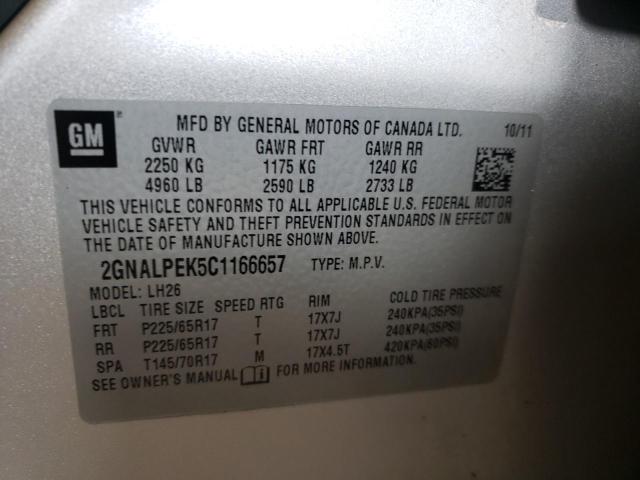 Photo 10 from auction – 2012 CHEVROLET EQUINOX LT with VIN 2GNALPEK5C1166657