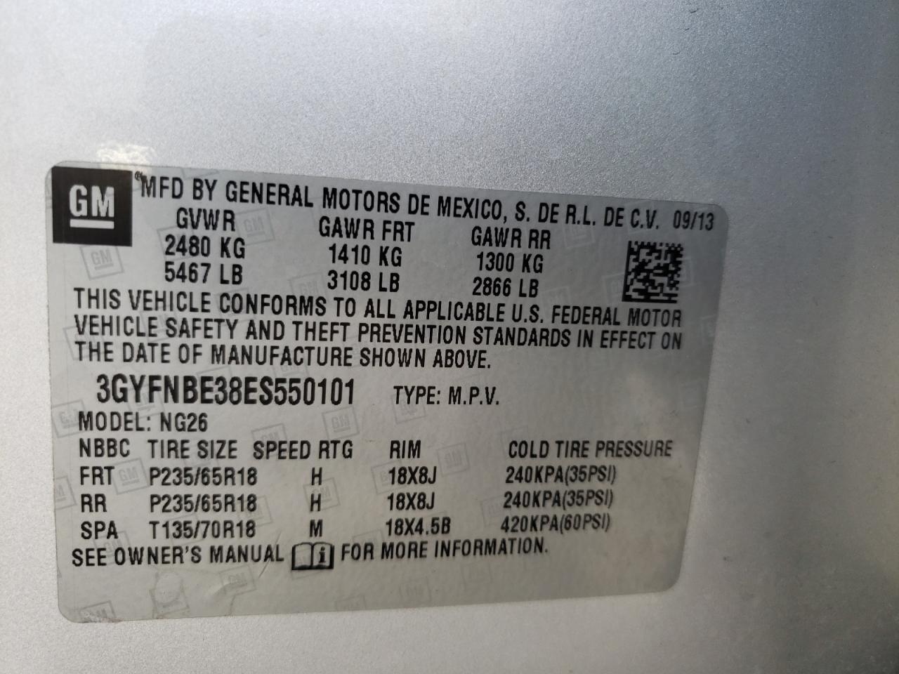 Photo 10 from auction – 2014 CADILLAC SRX LUXURY with VIN 3GYFNBE38ES550101