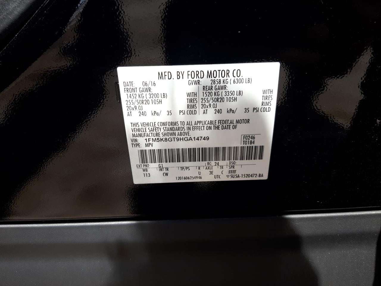 Photo 10 from auction – 2017 FORD EXPLORER S with VIN 1FM5K8GT9HGA14749