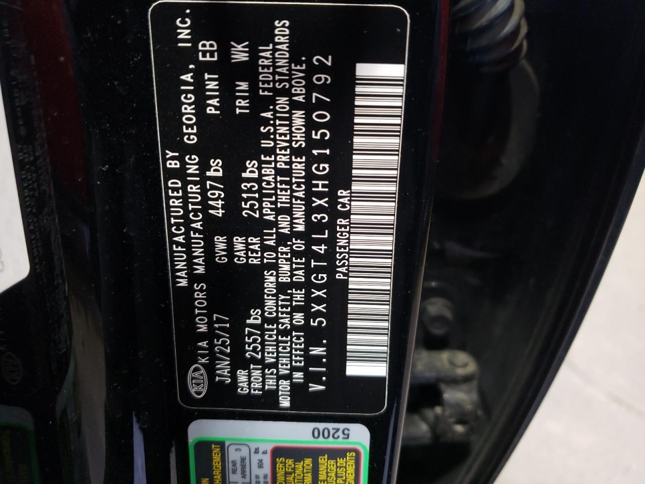 Photo 10 from auction – 2017 KIA OPTIMA LX with VIN 5XXGT4L3XHG150792