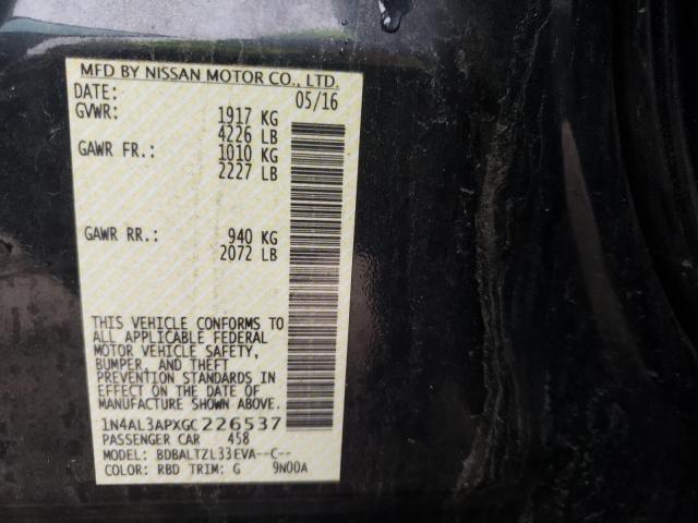Photo 10 from auction – 2016 NISSAN ALTIMA 2.5 with VIN 1N4AL3APXGC226537