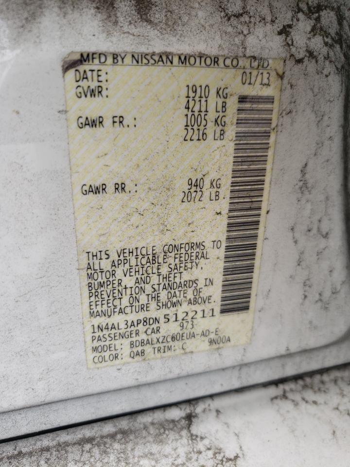 Photo 10 from auction – 2013 NISSAN ALTIMA 2.5 with VIN 1N4AL3AP8DN512211