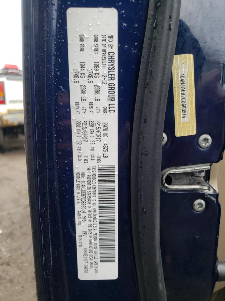 Photo 10 from auction – 2012 JEEP COMPASS LA with VIN 1C4NJDEB7CD603514
