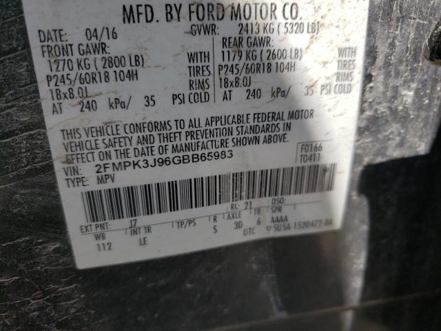 Photo 10 from auction – 2016 FORD EDGE SEL with VIN 2FMPK3J96GBB65983
