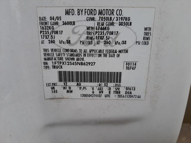 Photo 10 from auction – 2005 FORD F150 with VIN 1FTPX12545NB62927