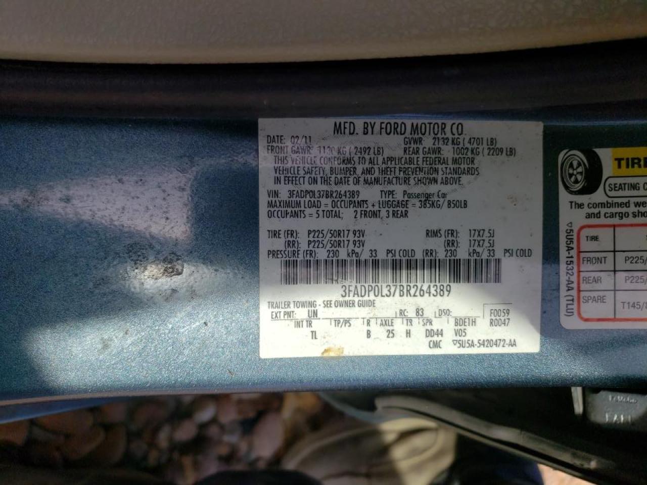 Photo 10 from auction – 2011 FORD FUSION HYB with VIN 3FADP0L37BR264389