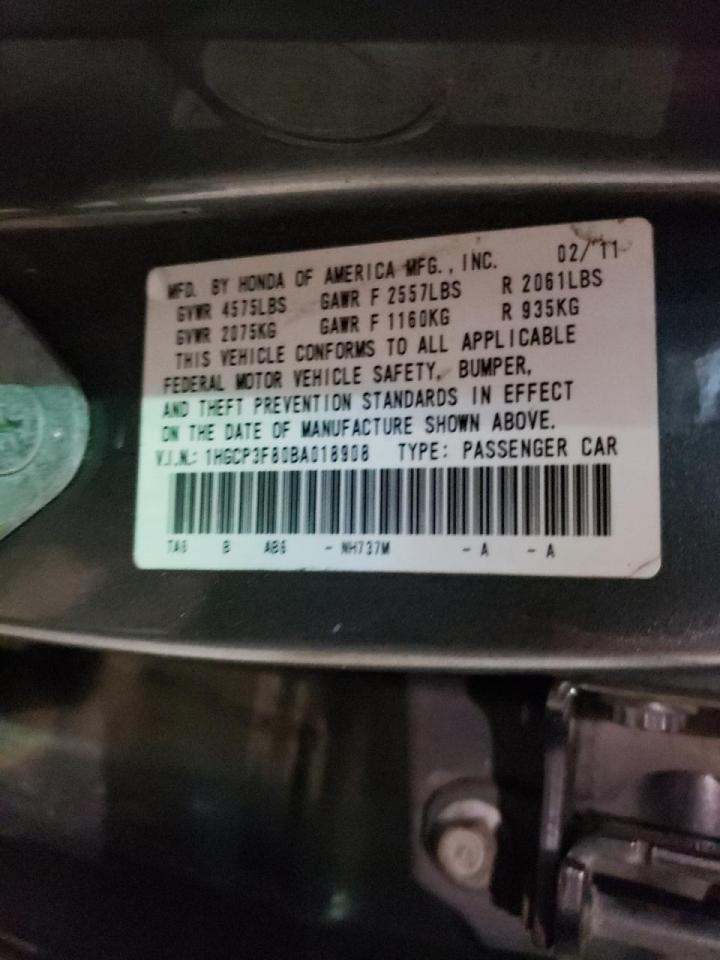 Photo 10 from auction – 2011 HONDA ACCORD EXL with VIN 1HGCP3F80BA018908