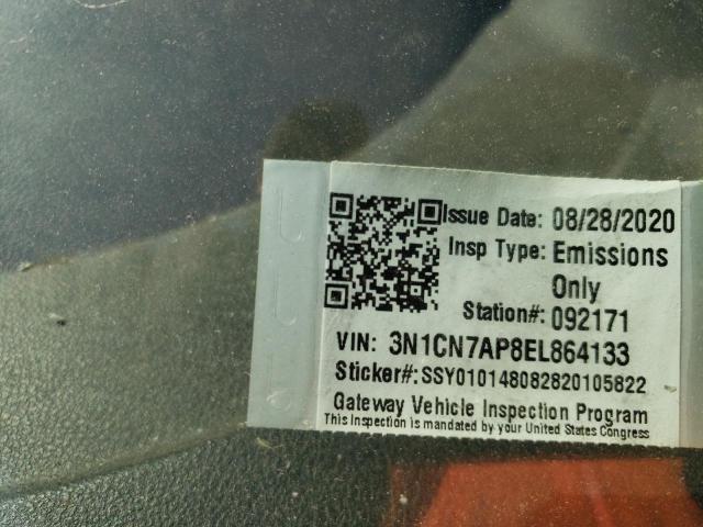 Photo 10 from auction – 2014 NISSAN VERSA S with VIN 3N1CN7AP8EL864133