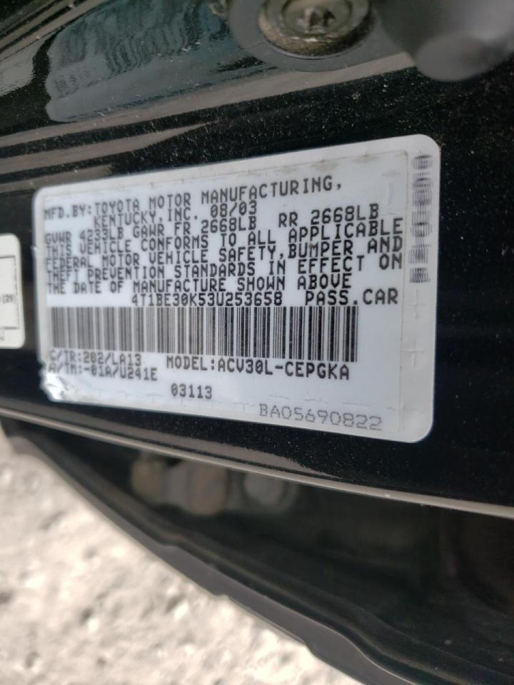 Photo 10 from auction – 2003 TOYOTA CAMRY LE with VIN 4T1BE30K53U253658