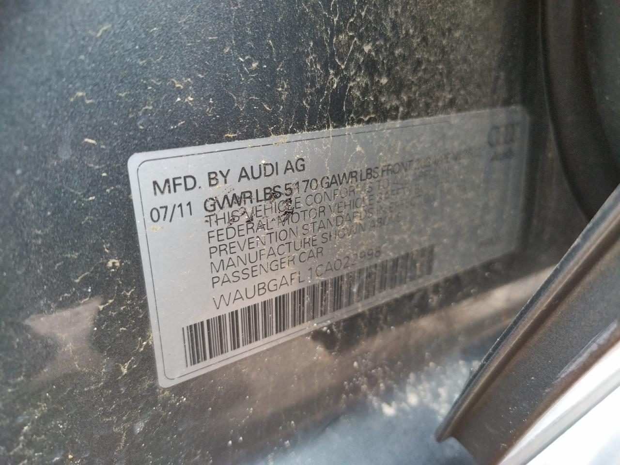 Photo 11 from auction – 2012 AUDI S4 PREMIUM with VIN WAUBGAFL1CA022998