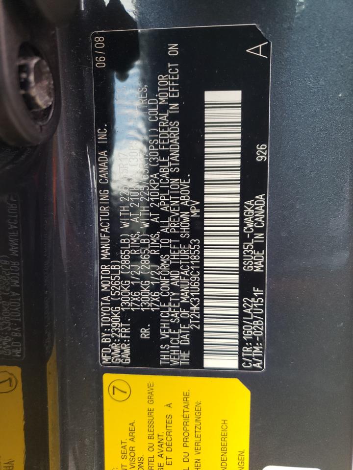 Photo 10 from auction – 2009 LEXUS RX 350 with VIN 2T2HK31U69C118553