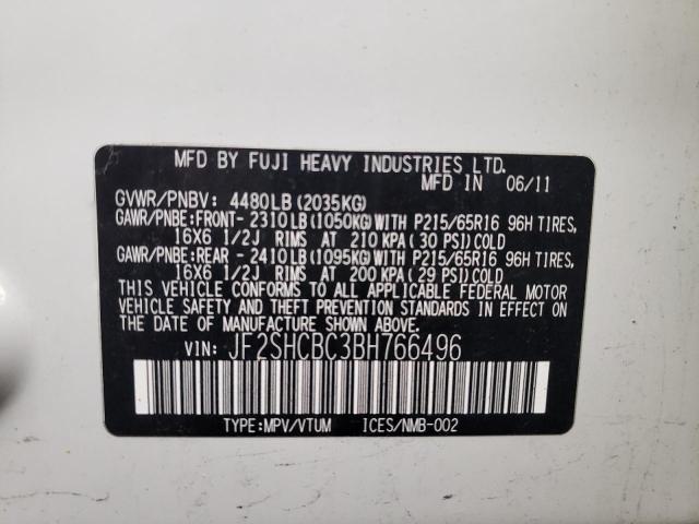 Photo 10 from auction – 2011 SUBARU FORESTER 2 with VIN JF2SHCBC3BH766496
