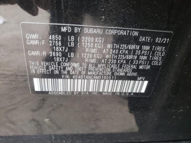 Photo 10 from auction – 2021 SUBARU OUTBACK LI with VIN 4S4BTANC6M3190511