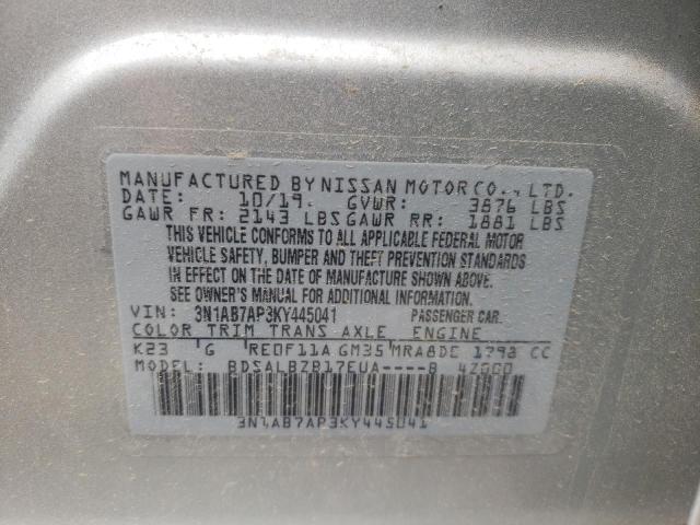 Photo 10 from auction – 2019 NISSAN SENTRA S with VIN 3N1AB7AP3KY445041