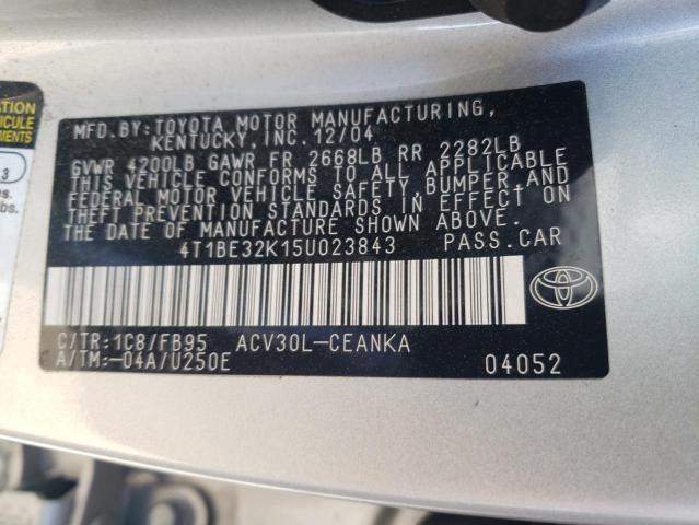 Photo 10 from auction – 2005 TOYOTA CAMRY LE with VIN 4T1BE32K15U023843