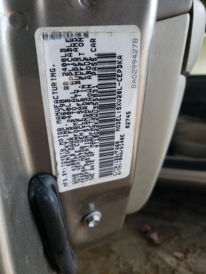 Photo 10 from auction – 1998 TOYOTA CAMRY CE with VIN 4T1BG22K2WU355831