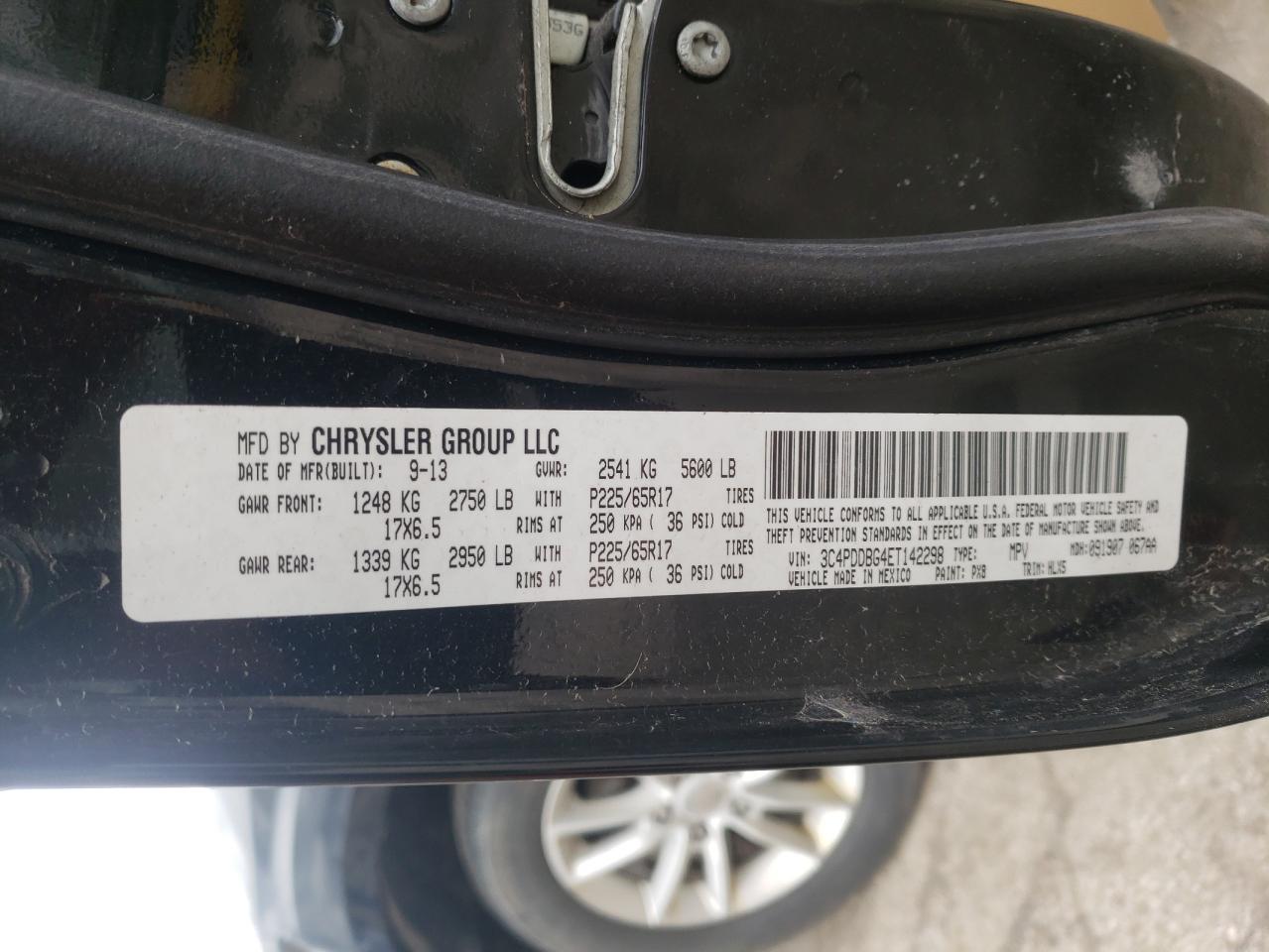 Photo 10 from auction – 2014 DODGE JOURNEY SX with VIN 3C4PDDBG4ET142298