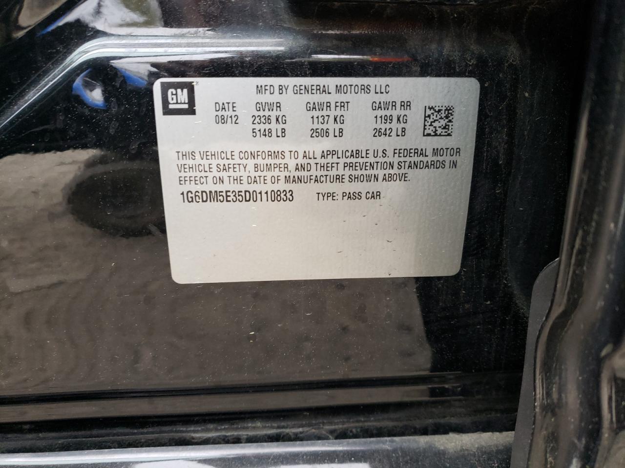 Photo 10 from auction – 2013 CADILLAC CTS PERFOR with VIN 1G6DM5E35D0110833