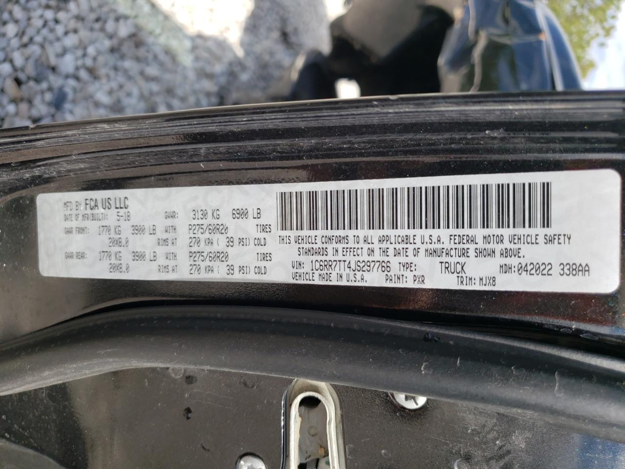 Photo 11 from auction – 2018 RAM 1500 SLT with VIN 1C6RR7TT4JS297766
