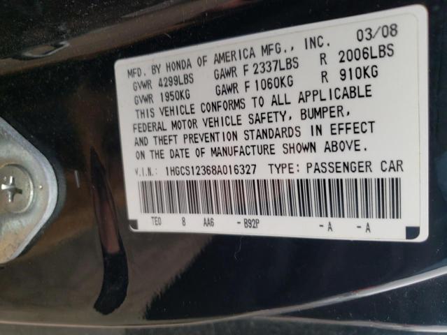 Photo 10 from auction – 2008 HONDA ACCORD with VIN 1HGCS12368A016327