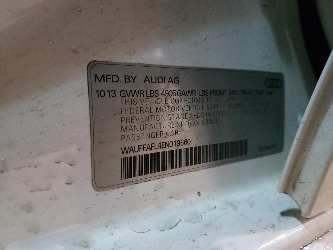 Photo 10 from auction – 2014 AUDI A4 PREMIUM with VIN WAUFFAFL4EN019660
