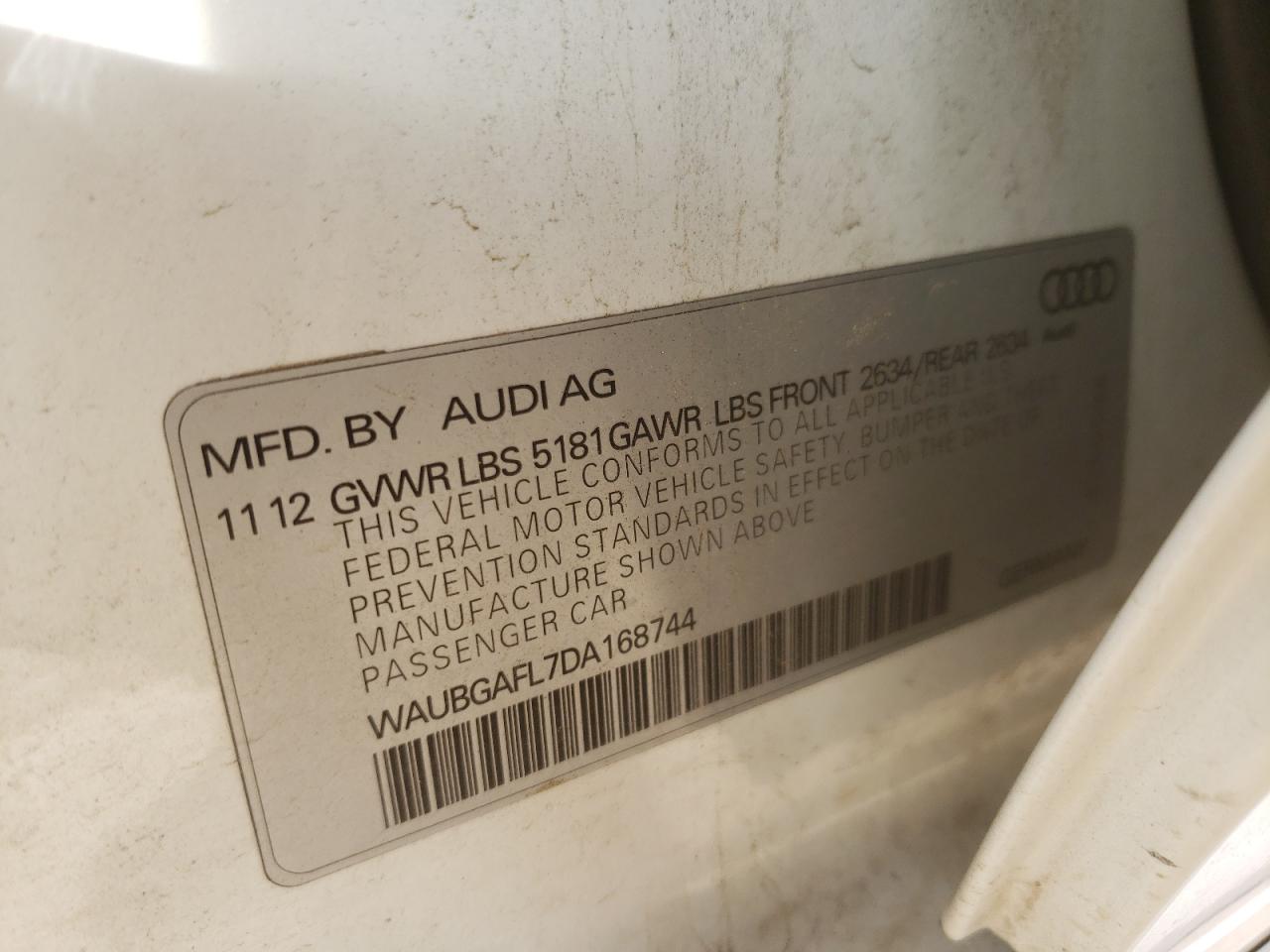 Photo 10 from auction – 2013 AUDI S4 PREMIUM with VIN WAUBGAFL7DA168744