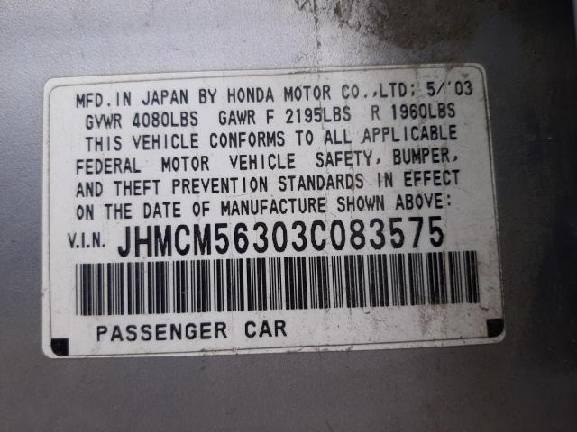 Photo 10 from auction – 2003 HONDA ACCORD LX with VIN JHMCM56303C083575