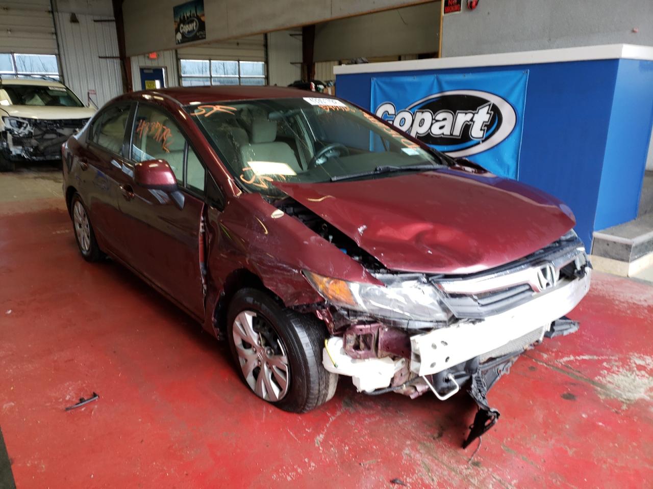 HONDA CIVIC LX 2012 with VIN 2HGFB2F51CH543328 - Photo from auction