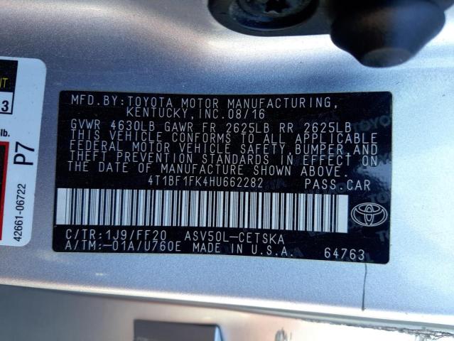 Photo 10 from auction – 2017 TOYOTA CAMRY LE with VIN 4T1BF1FK4HU662282