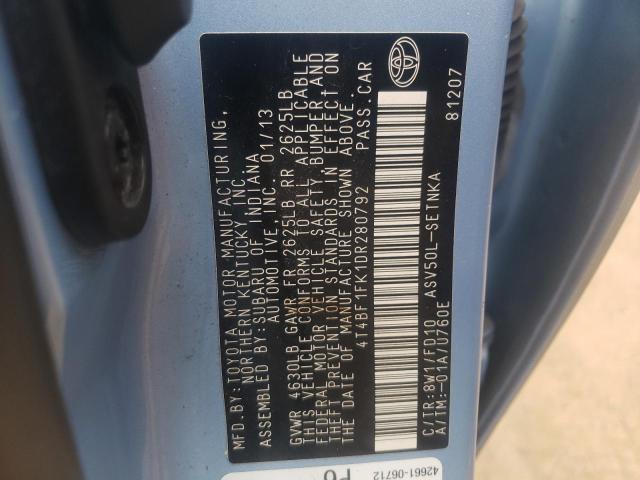 Photo 10 from auction – 2013 TOYOTA CAMRY L with VIN 4T4BF1FK1DR280792
