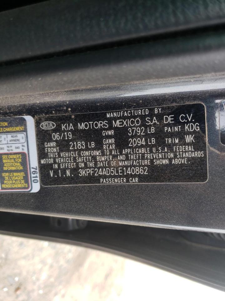 Photo 10 from auction – 2020 KIA FORTE FE with VIN 3KPF24AD5LE140862