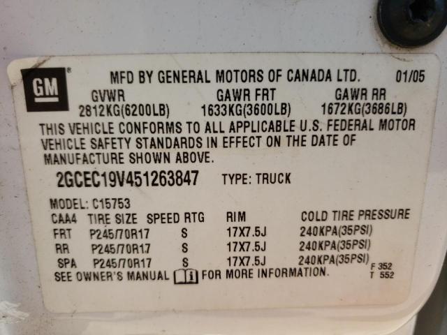 Photo 10 from auction – 2005 CHEVROLET SILVERADO with VIN 2GCEC19V451263847