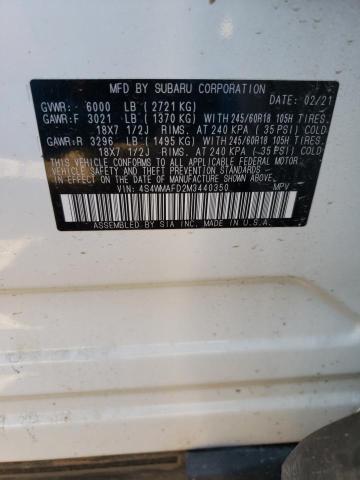 Photo 10 from auction – 2021 SUBARU ASCENT with VIN 4S4WMAFD2M3440350