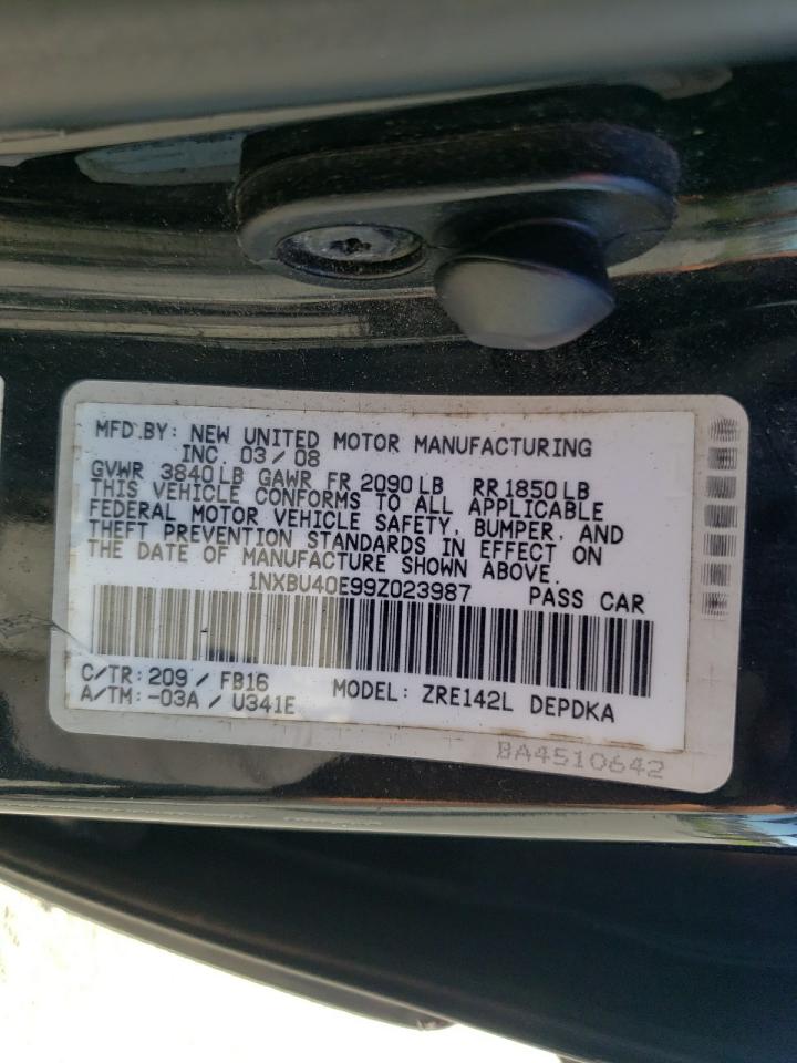 Photo 10 from auction – 2009 TOYOTA COROLLA BA with VIN 1NXBU40E99Z023987