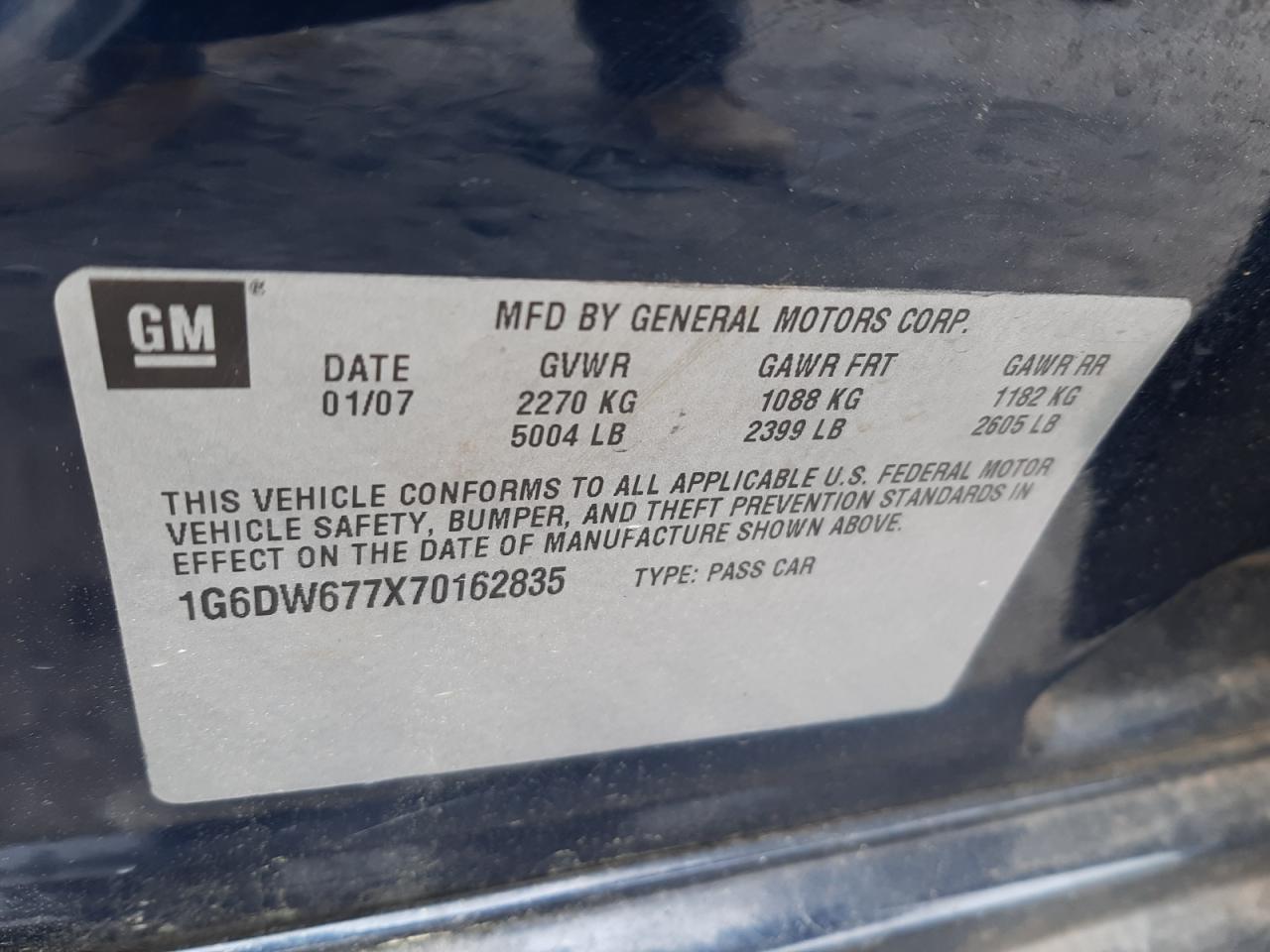 Photo 10 from auction – 2007 CADILLAC STS with VIN 1G6DW677X70162835