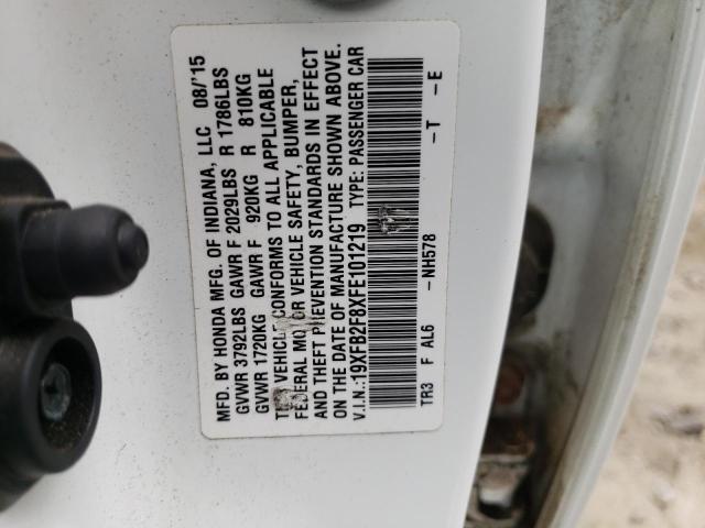 Photo 10 from auction – 2015 HONDA CIVIC EX with VIN 19XFB2F8XFE101219