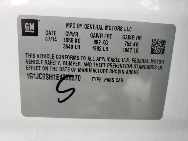 Photo 10 from auction – 2014 CHEVROLET SONIC LT with VIN 1G1JC6SH1E4238370