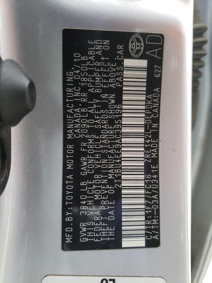 Photo 10 from auction – 2010 TOYOTA COROLLA BA with VIN 2T1BU4EE9AC395196