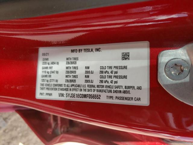 Photo 10 from auction – 2021 TESLA MODEL 3 with VIN 5YJ3E1EC0MF056552
