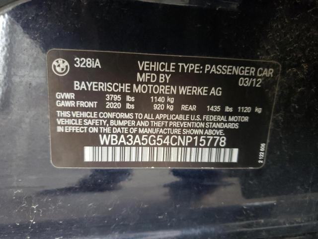 Photo 10 from auction – 2012 BMW 328 I with VIN WBA3A5G54CNP15778