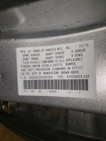 Photo 10 from auction – 2015 HONDA ACCORD with VIN 1HGCR2E33FA057024