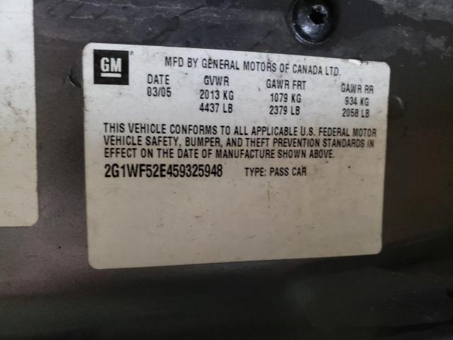 Photo 10 from auction – 2005 CHEVROLET IMPALA with VIN 2G1WF52E459325948