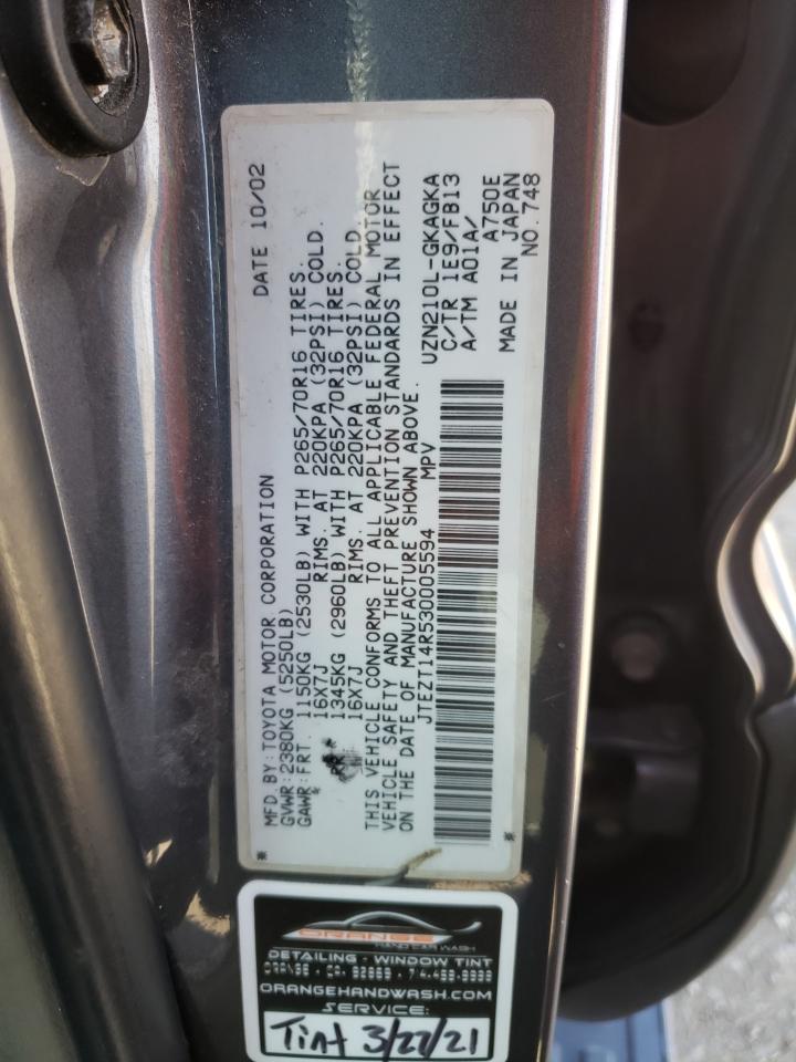 Photo 10 from auction – 2003 TOYOTA 4RUNNER SR with VIN JTEZT14R530005594
