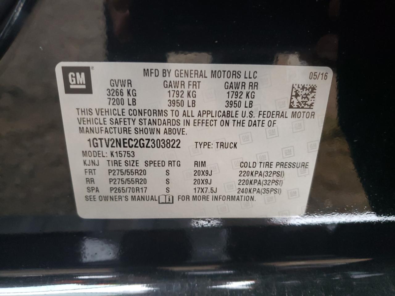 Photo 10 from auction – 2016 GMC SIERRA K15 with VIN 1GTV2NEC2GZ303822