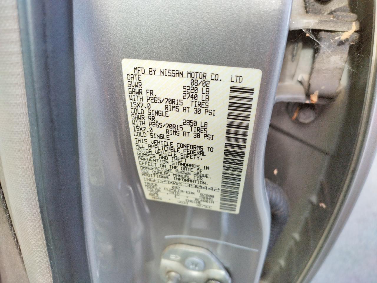 Photo 10 from auction – 2002 NISSAN FRONTIER C with VIN 1N6ED29X02C390442